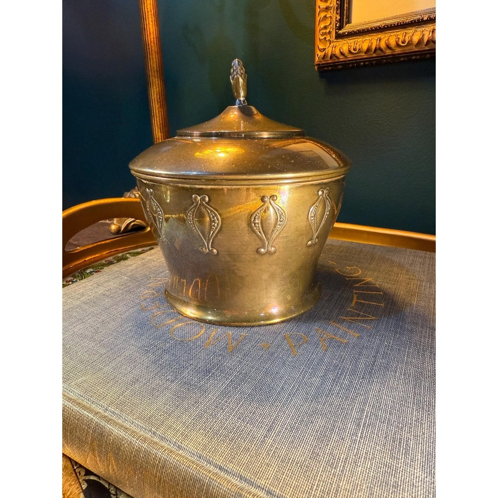 Vintage Brass Tabak Tobacco Jar with Lid European Brass Canister 6 Inch - Picture 3 of 11
